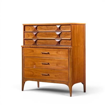 Kent Coffey Kent Coffey Perspecta Mid Century Walnut and Rosewood Highboy Dresser
