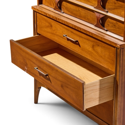 Kent Coffey Kent Coffey Perspecta Mid Century Walnut and Rosewood Highboy Dresser