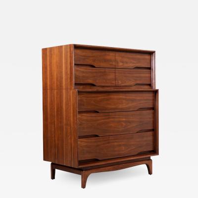 Kent Coffey Mid Century Modern Sculpted Walnut Chest of Drawers