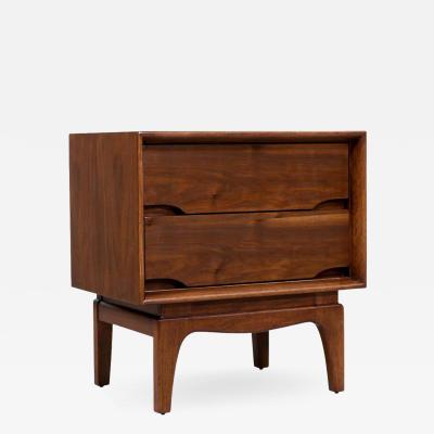 Kent Coffey Mid Century Modern Sculpted Walnut Night Stand