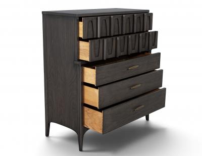 Kent Coffey Mid Century Modern Tall Chest Cabinet in Smoked Graphite Finish by Kent Coffey