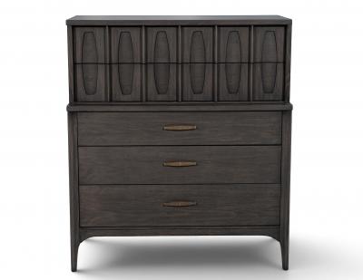 Kent Coffey Mid Century Modern Tall Chest Cabinet in Smoked Graphite Finish by Kent Coffey