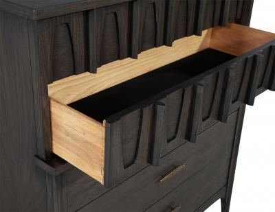 Kent Coffey Mid Century Modern Tall Chest Cabinet in Smoked Graphite Finish by Kent Coffey