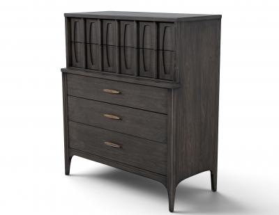Kent Coffey Mid Century Modern Tall Chest Cabinet in Smoked Graphite Finish by Kent Coffey