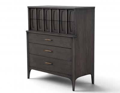 Kent Coffey Mid Century Modern Tall Chest Cabinet in Smoked Graphite Finish by Kent Coffey