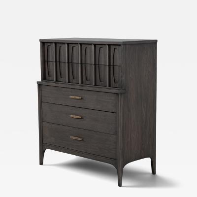 Kent Coffey Mid Century Modern Tall Chest Cabinet in Smoked Graphite Finish by Kent Coffey