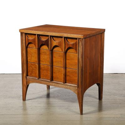 Kent Coffey Pair of Mid Century Perspecta Nightstands W Sculptural Front by Kent Coffey