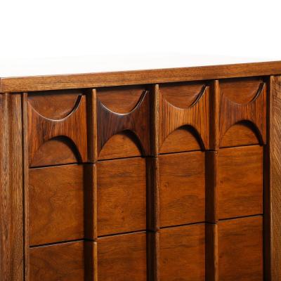 Kent Coffey Pair of Mid Century Perspecta Nightstands W Sculptural Front by Kent Coffey