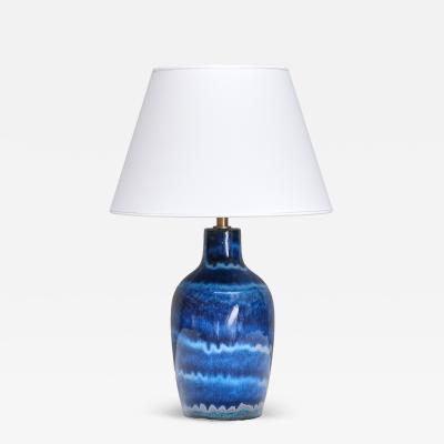 Kent Eriksson Kent Eriksson Table Lamp in Gradient Blue Glaze Designhuset Sweden 1970s