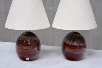 Kent Eriksson Pair of Kent Eriksson Glazed Ceramic Oval Table Lamps Designhuset Sweden 1970s
