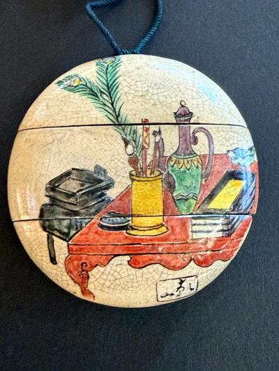 Kenzan Ogata Rare Japanese Ceramic Glazed Inro with Ojime Ogata Kenzan Edo Period