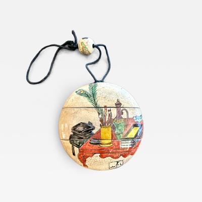 Kenzan Ogata Rare Japanese Ceramic Glazed Inro with Ojime Ogata Kenzan Edo Period