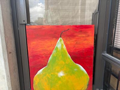 Kermit Eisenhut Oil On Canvas Of A Large Pear By Kermit Eisenhut