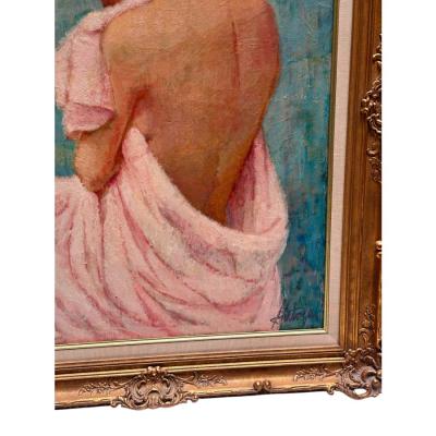 Kero Antoyan Mid Century Modern Kero Antoyan Impressionist Semi Nude Oil Painting