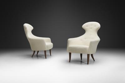 Kerstin H rlin Holmquist Stora Eva Armchairs by H rlin Holmquist for Nordiska Kompaniet Sweden 1950s