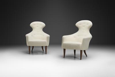 Kerstin H rlin Holmquist Stora Eva Armchairs by H rlin Holmquist for Nordiska Kompaniet Sweden 1950s