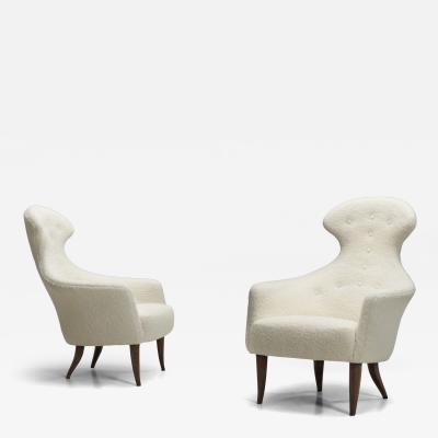 Kerstin H rlin Holmquist Stora Eva Armchairs by H rlin Holmquist for Nordiska Kompaniet Sweden 1950s