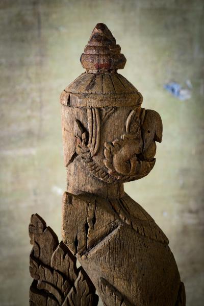 Khmer Carved Wood Garuda