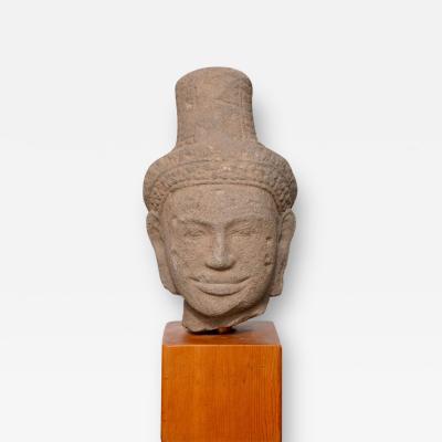 Khmer Sandstone Buddha Shiva Head 11th Century