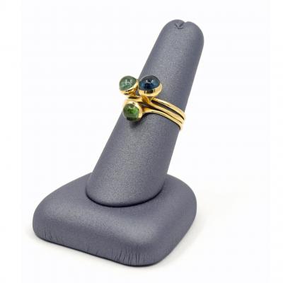 Kika Alvarenga Blue and Green Tourmaline Yellow Gold Flor Stacking Rings Kika Alvarenga 2024