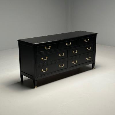Kindel Hollywood Regency Style Dresser Matte Black Brass USA 1970s