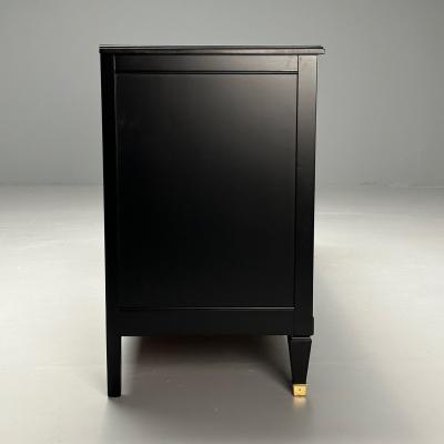 Kindel Hollywood Regency Style Dresser Matte Black Brass USA 1970s