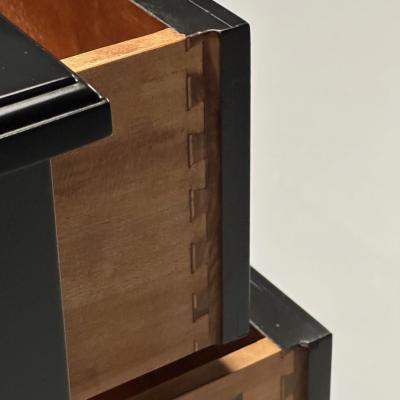 Kindel Hollywood Regency Style Dresser Matte Black Brass USA 1970s