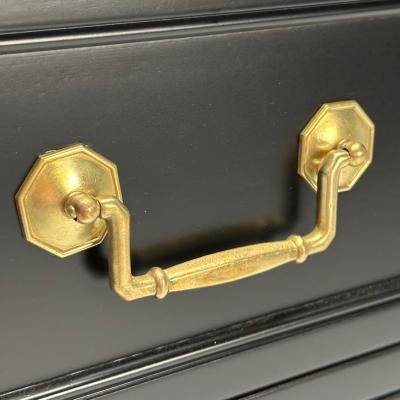 Kindel Hollywood Regency Style Dresser Matte Black Brass USA 1970s