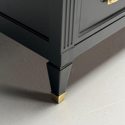 Kindel Hollywood Regency Style Dresser Matte Black Brass USA 1970s
