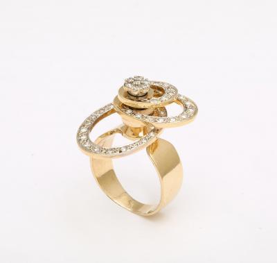 Kinetic Diamond 14 k Gold Spinner Ring