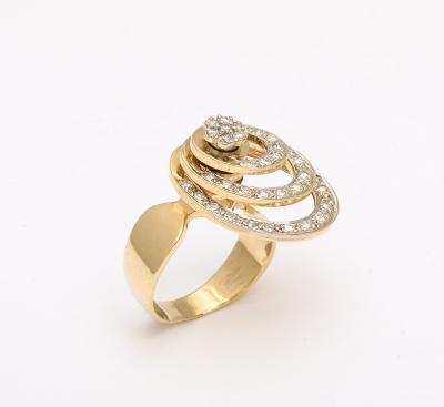 Kinetic Diamond 14 k Gold Spinner Ring