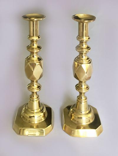 King of Diamonds Brass Candlesticks a Pair