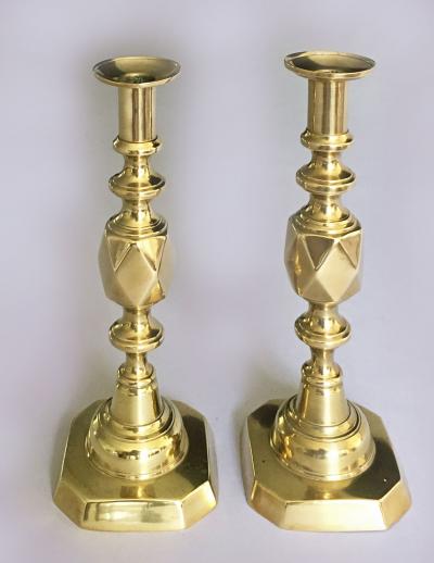 King of Diamonds Brass Candlesticks a Pair