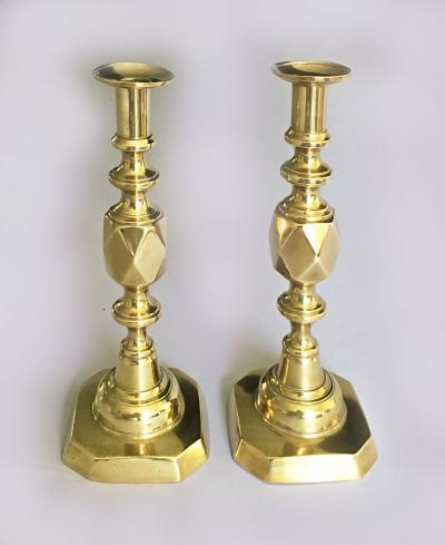 King of Diamonds Brass Candlesticks a Pair