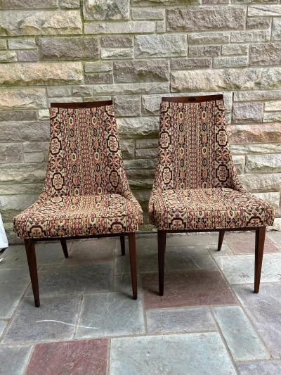 Kipp Stewart Handsome Pair Kipp Stewart for Calvin Walnut Dining Chairs Mid Century Modern