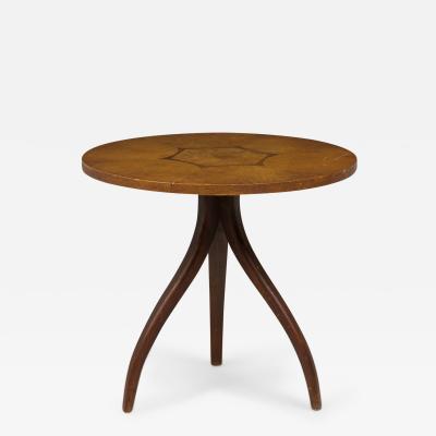 Kipp Stewart Kipp Stewart For Drexel Wooden Inlay Hexagon Circular Tripod End Side Table