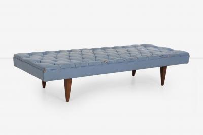 Kipp Stewart Kipp Stewart for Calvin Furniture Blue Leather Diamond Tufted Daybed 1960