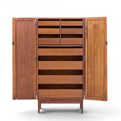 Kipp Stewart Kipp Stewart for Calvin Mid Century Walnut and Cane Front Cabinet Armoire