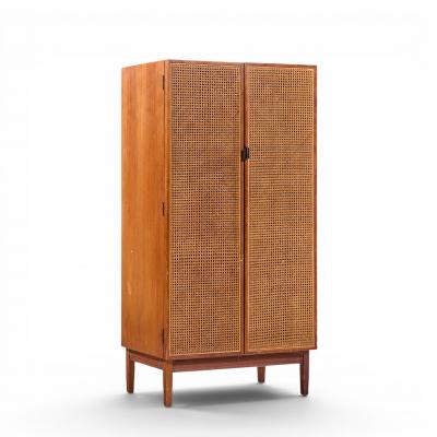 Kipp Stewart Kipp Stewart for Calvin Mid Century Walnut and Cane Front Cabinet Armoire