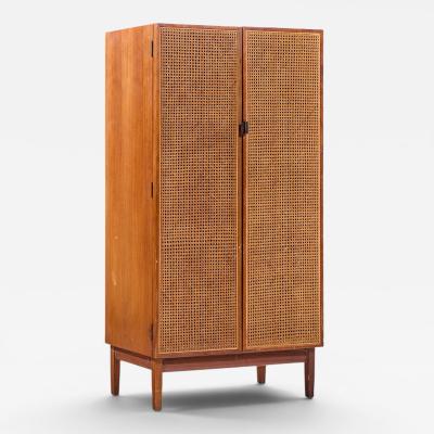 Kipp Stewart Kipp Stewart for Calvin Mid Century Walnut and Cane Front Cabinet Armoire
