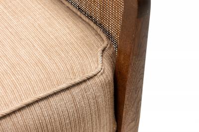 Kipp Stewart Kipp Stewart for Directional Walnut Cane and Beige Upholstered Lounge Chairs