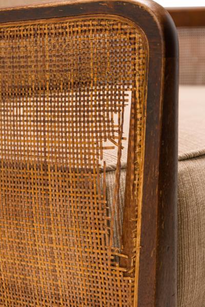 Kipp Stewart Kipp Stewart for Directional Walnut Cane and Beige Upholstered Lounge Chairs