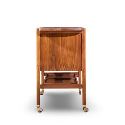 Kipp Stewart Kipp Stewart for Drexel Declaration Mid Century Walnut Tambour Door Bar Cart