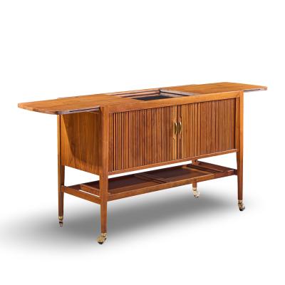 Kipp Stewart Kipp Stewart for Drexel Declaration Mid Century Walnut Tambour Door Bar Cart