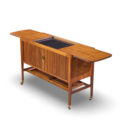 Kipp Stewart Kipp Stewart for Drexel Declaration Mid Century Walnut Tambour Door Bar Cart