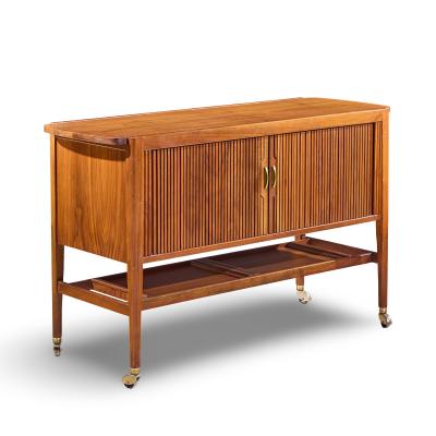Kipp Stewart Kipp Stewart for Drexel Declaration Mid Century Walnut Tambour Door Bar Cart