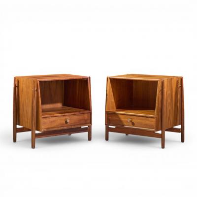 Kipp Stewart Kipp Stewart for Drexel Declaration Midcentury Walnut Floating Nightstand Pair