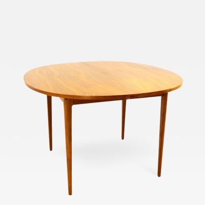 Kipp Stewart Mid Century Expanding Round Walnut Dining Table with 2 Leaves