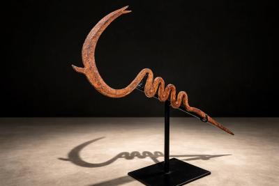 Kirdi Forged Iron Currency Sculptural Tribal Blade West Central Cameroon