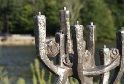 Klara Sever Klara Sever for Austin Productions Gunmetal Plaster on Black Base Menorah